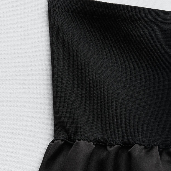 Zara CONTRAST Silky and KNIT Straight Fit Dress - Picture 7 of 7